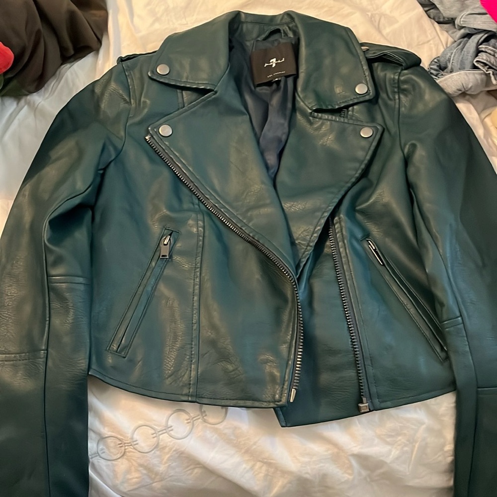 7 for all mankind faux leather jacket